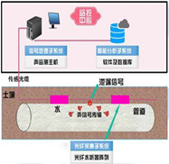 光纖水聽(tīng)器偵聽(tīng)傳感系統(tǒng)是長(zhǎng)輸管線管道泄漏監(jiān)測(cè)系統(tǒng)的其中一種解決方案，常用在原水管線、輸氣管線、輸油管線上，采用光纖水聽(tīng)器組成的陣列進(jìn)行長(zhǎng)距離管道泄漏、滲漏、漏損、漏失監(jiān)測(cè)，在長(zhǎng)輸管道中每隔 500m~1km 左右布置一個(gè)光纖水聽(tīng)器，通過(guò)光纜將水聽(tīng)器串接并傳輸信號(hào)，當(dāng)兩聲波傳感器之間發(fā)生因泄露引起聲波或振動(dòng)時(shí)相鄰水聽(tīng)器探測(cè)到該信號(hào)并對(duì)其進(jìn)行識(shí)別與定位。